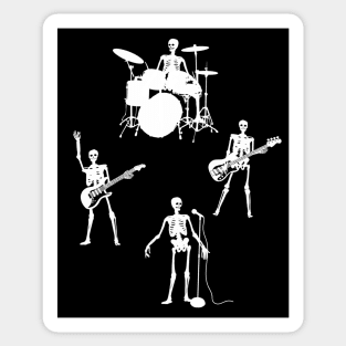 Skeleton Band - Music Tee (Guitar, Bass, Drums, Vocals) Gifts For Musicians Sticker